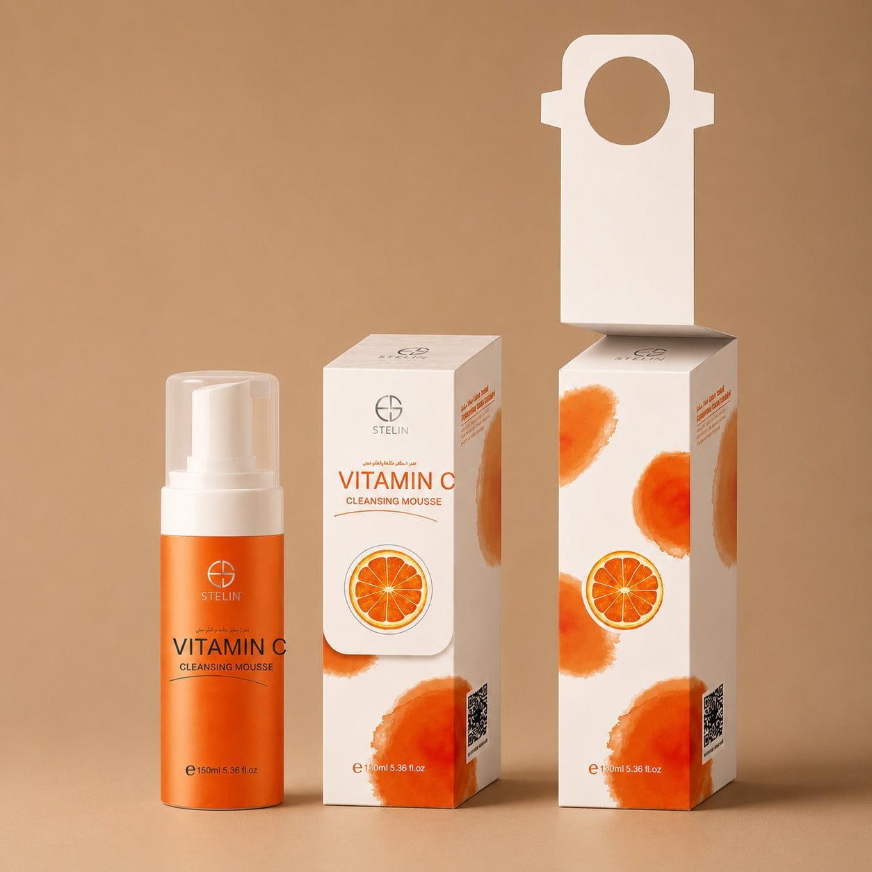 Estelin Vitamin C Brightening Cleansing Mousse with Packaging Box